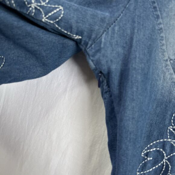 Korean Brand Embroidery Womens Slim Fit Denim Skirts Jean Dress Long Sleeve Sz L - Picture 8 of 12